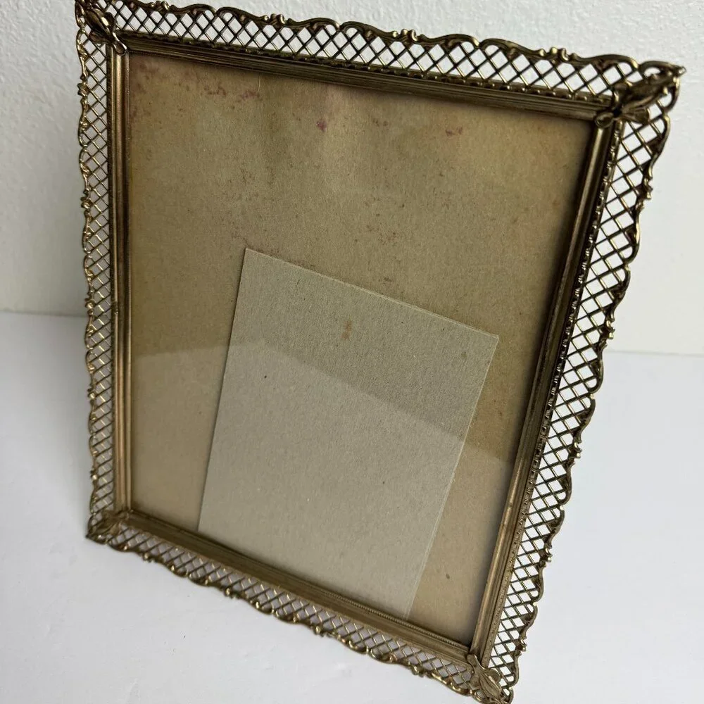 Vintage 9 x11 Gold Filigree Ornate Metal Picture Frame